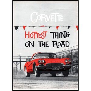 1961 Chevy Corvette Red Classic Car Vintage Print Ad Hottest Thing on the Road